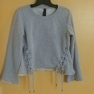 BETSEY JOHNSON Gray Lace-Up Yoga Sweatshirt S